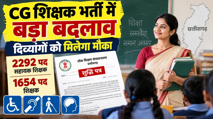 CG Teacher Vacancy 2026: शिक्षक भर्ती में बड़ा बदलाव… दिव्यांग अभ्यर्थियों को मिलेगा मौका