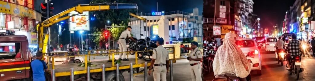 Raipur Traffic Police Action: रायपुर MG रोड चौपाटी पर अवैध पार्किंग के खिलाफ ट्रैफिक पुलिस की सख्ती